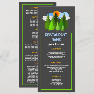 Sunrise Spruce, Restaurant Slimline Menu