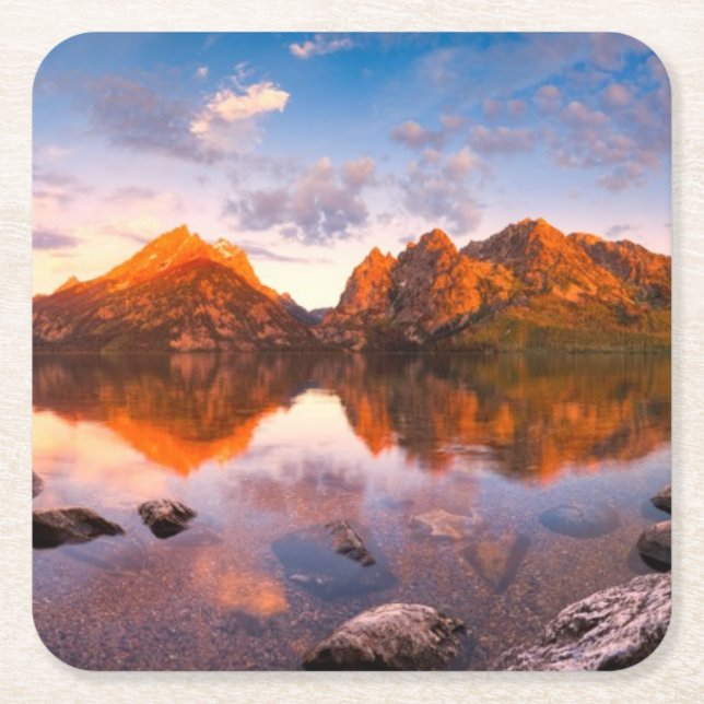 Sunrise Square Paper Coaster (Front)