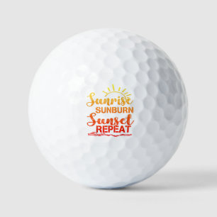 Sunrise Sunburn Sunset Repeat Retro Summer Golf Balls