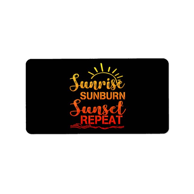 Sunrise Sunburn Sunset Repeat Retro Summer Label (Front)