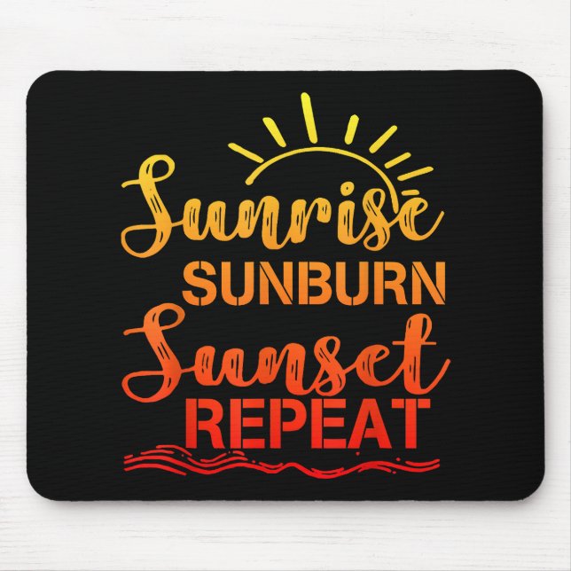 Sunrise Sunburn Sunset Repeat Retro Summer Mouse Mat (Front)