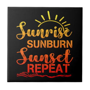 Sunrise Sunburn Sunset Repeat Retro Summer Tile
