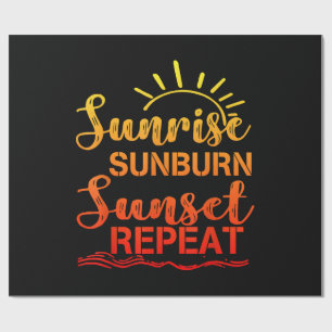 Sunrise Sunburn Sunset Repeat Retro Summer Wrapping Paper