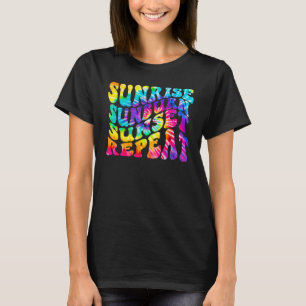 Sunrise Sunburn Sunset Repeat Tie Dye Hello Summer T-Shirt