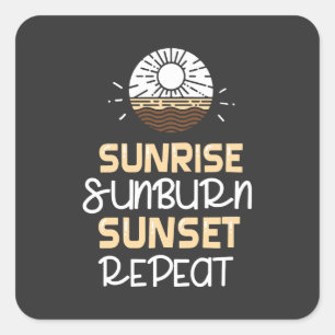 Sunrise Sunburn Sunset Square Sticker
