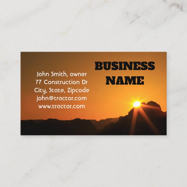 Sunrise Sunburst Mountain Business Card (Front)