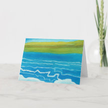 Sunrise Sunset Ocean Scene Watercolor Blank Card 