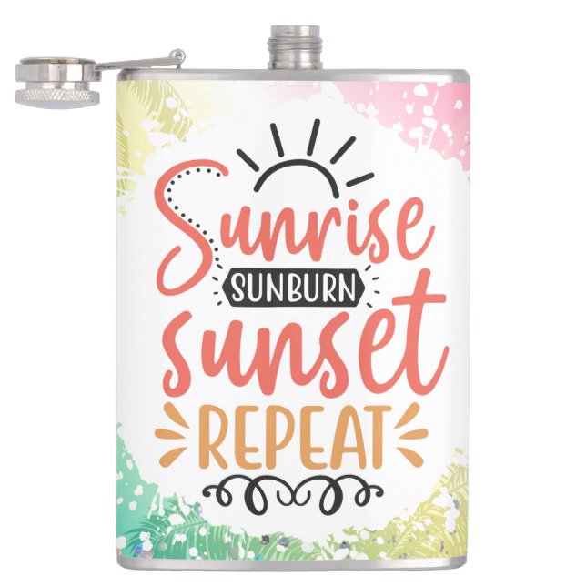Sunrise,Sunset Repeat Tumbler Hip Flask (Opened)