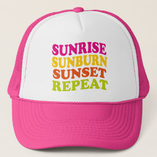 Sunrise Sunset Sunburn Repeat Colourful Summer Trucker Hat