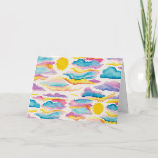 Sunrise Sunset Watercolor Blank Greeting Card