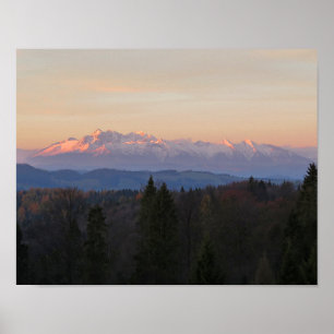 Sunrise Tatras view from Beskids Poster