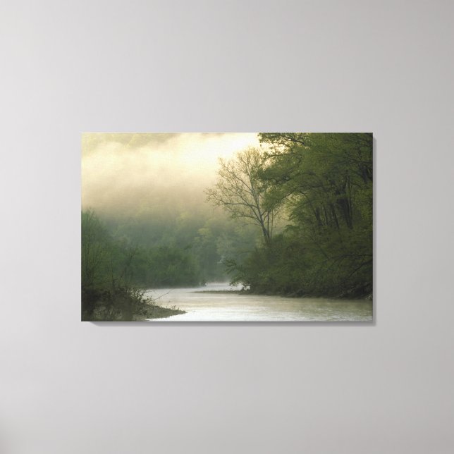 Sunrise through fog viewed from Red Bluff, Canvas Print (Front)