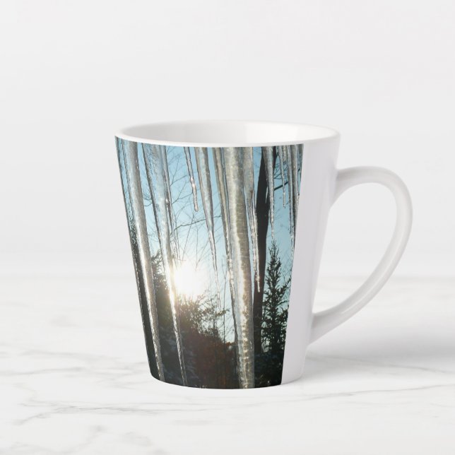 Sunrise Through Icicles Winter Nature Photography Latte Mug (Right)