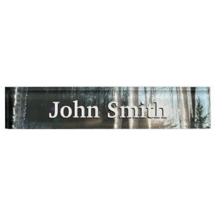 Sunrise Through Icicles Winter Nature Photography Nameplate