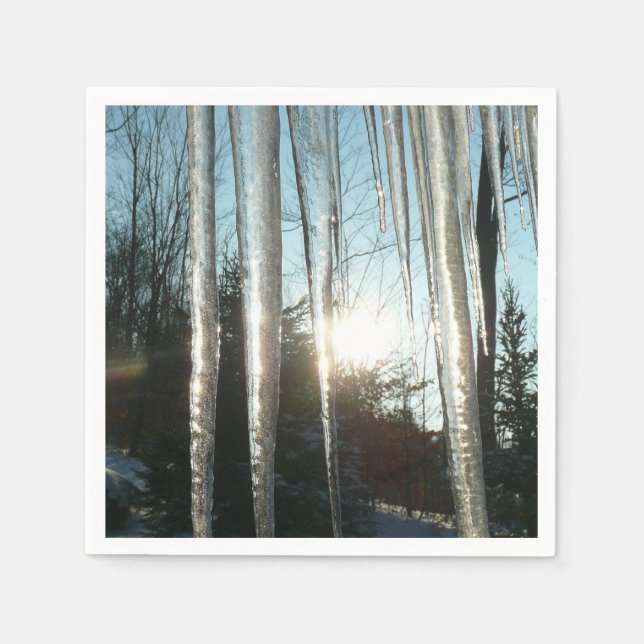 Sunrise Through Icicles Winter Nature Photography Napkin (Front)