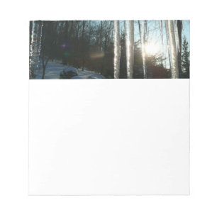 Sunrise Through Icicles Winter Nature Photography Notepad