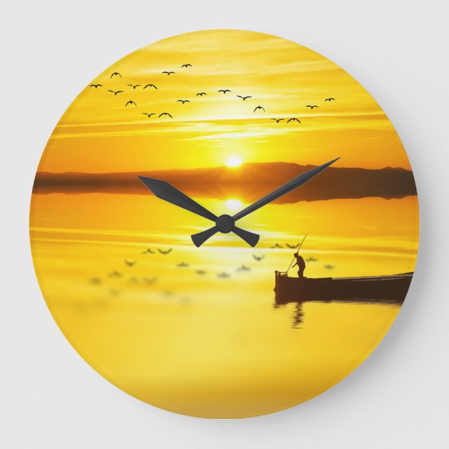 Sunrise Traditional Fishmonger Boat Large Clock (Front)
