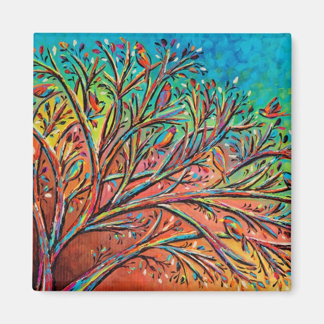 Sunrise Treetop Birds II Magnet (Front)