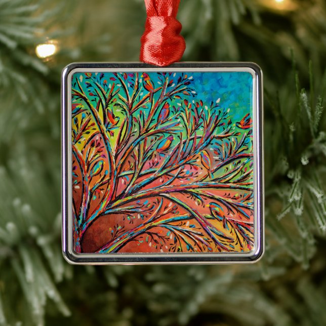 Sunrise Treetop Birds II Metal Tree Decoration (Tree)