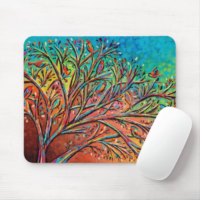 Sunrise Treetop Birds II Mouse Mat (With Mouse)