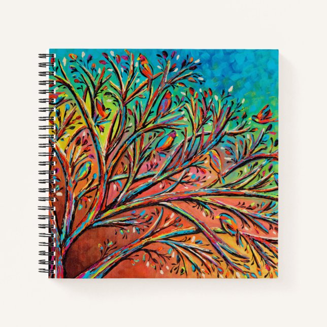 Sunrise Treetop Birds II Notebook (Front)