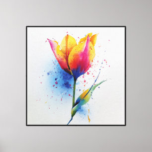 Sunrise Tulip Dance Watercolor Abstract Art Canvas Print