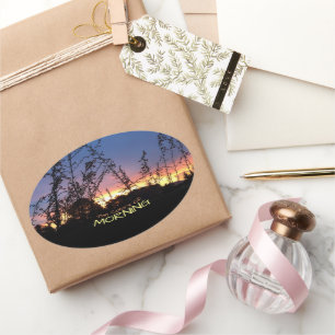 Sunrise Warms The Horizon Photograph Oval Sticker
