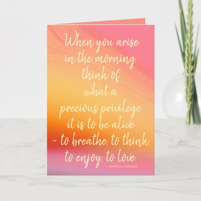 Sunrise Watercolor Gratitude Quote Blank Inside  Card (Front)