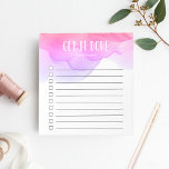 Sunrise Watercolor Personalised To-Do List Notepad<br><div class="desc">Stay motivated and on-task with this chic personalised to-do list note pad featuring "get it done" and your name at the top in white lettering on a colourful sunrise ombre watercolor background. With 10 checkboxes and a cool lined design, this custom notepad makes it easy for you to stay on...</div>