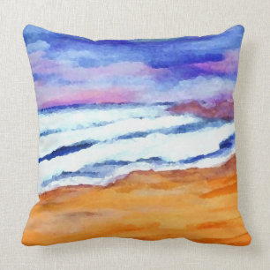 Sunrise Waves Sea Beach Decor Pillow