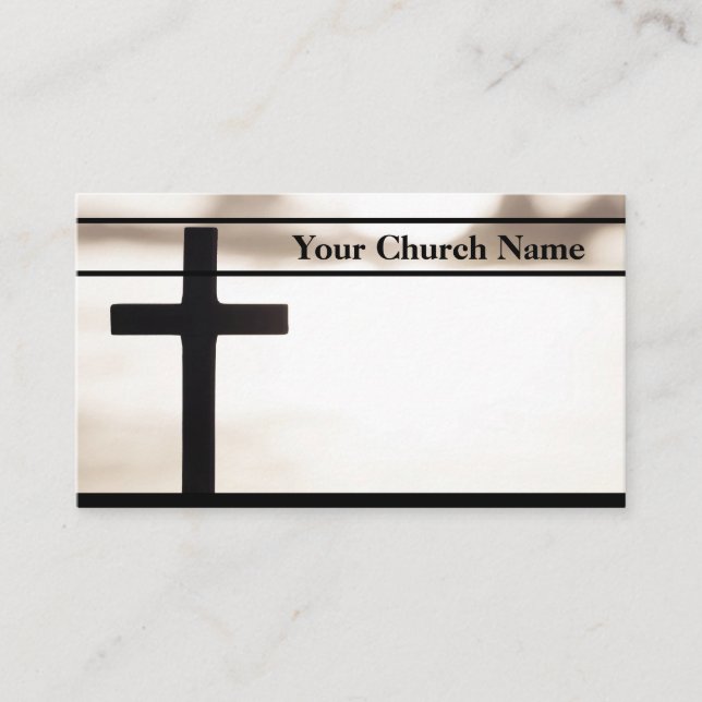 Sunrise White Black Cross Church Pastor Business Card (Front)