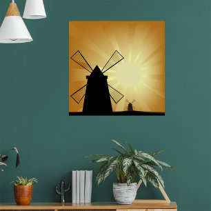 Sunrise Windmills Poster
