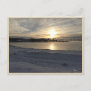 Sunrise Winter Beach Fog Scene, Maine Postcard