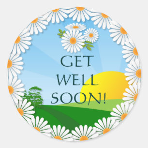 Sunrise with Daisy Border ~ Get Well Sticker