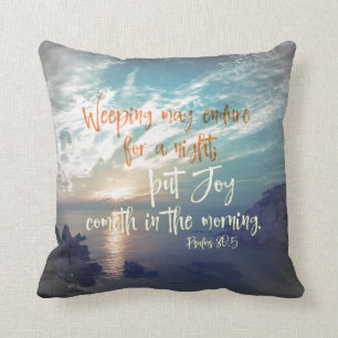 Sunrise with Joy Comes in the Morning Bible Verse Cushion