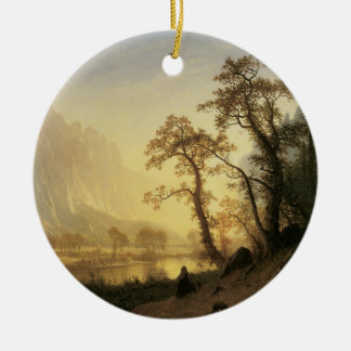 Sunrise, Yosemite Valley by Albert Bierstadt Ceramic Tree Decoration