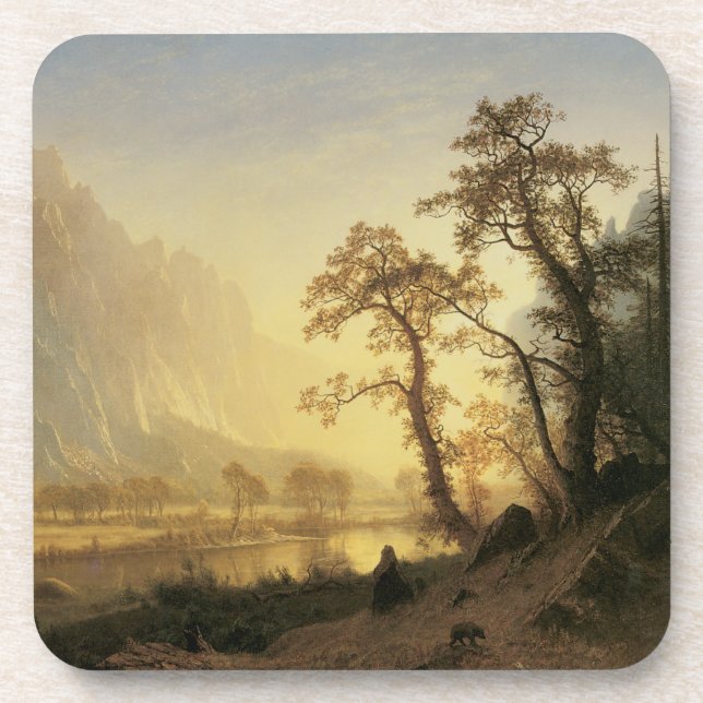 Sunrise, Yosemite Valley by Albert Bierstadt Coaster (Front)