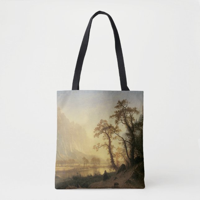 Sunrise, Yosemite Valley by Albert Bierstadt Tote Bag (Front)