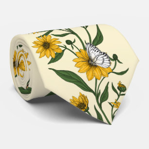 Sunroot floral stripe on off white tie