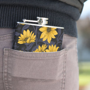 Sunroot, wild sunflower in yellow and blue hip flask