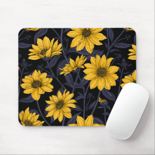 Sunroot, wild sunflower in yellow and blue mouse mat