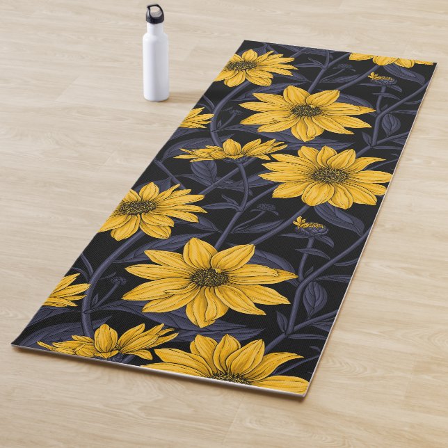 Sunroot, wild sunflower in yellow and blue yoga mat (In Situ)