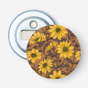 Sunroot, wild sunflower in yellow and  brown bottle opener