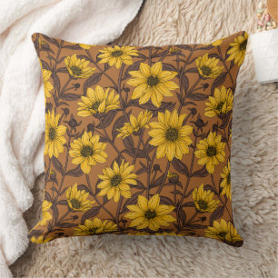Sunroot, wild sunflower in yellow and brown cushion