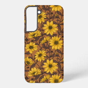 Sunroot, wild sunflower in yellow and  brown samsung galaxy case