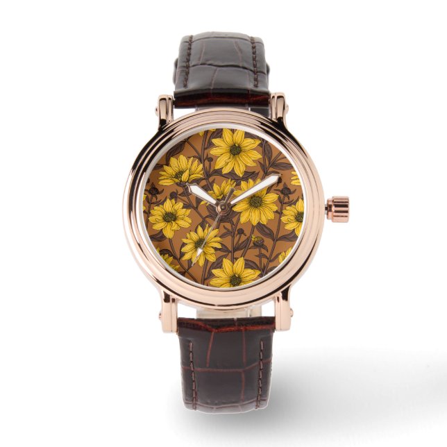 Sunroot, wild sunflower in yellow and  brown watch (Front)