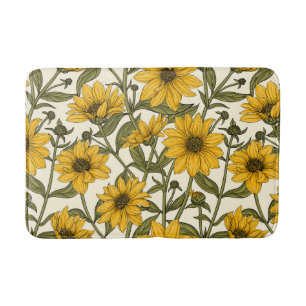 Sunroot, wild sunflower on off white bath mat
