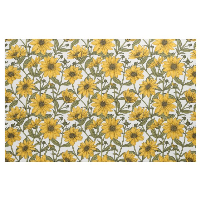 Sunroot, wild sunflower on off white fabric (Fat Quarter)