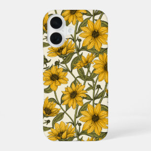 Sunroot, wild sunflower on off white iPhone 16 case