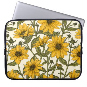 Sunroot, wild sunflower on off white laptop sleeve